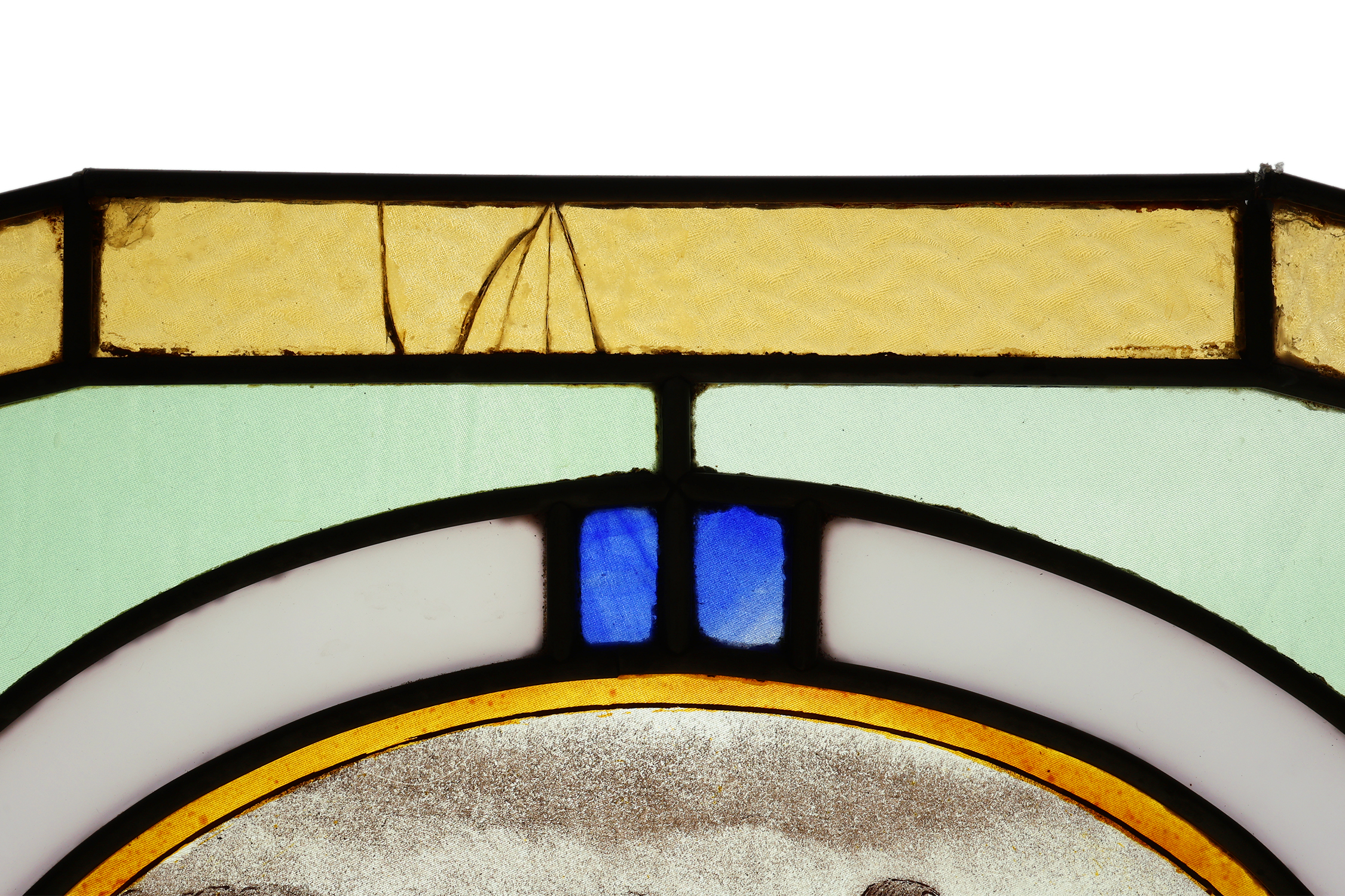Art Deco Stained Glass Panel Depicting Runners in Motion, Belgium ca. 1910thumbnail